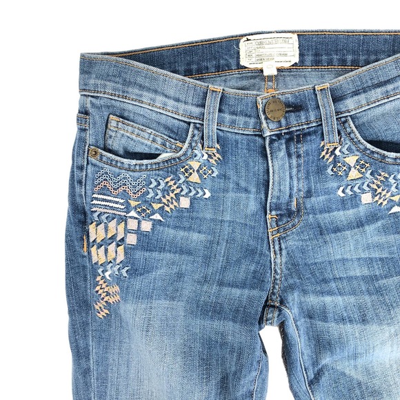 Current/Elliott Womens Size 24 The Rolled Skinny in Super Loved & Embroidery - Picture 3 of 9